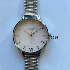 Olivia Burton Watch With 38mm Pink Quartz Stone Face